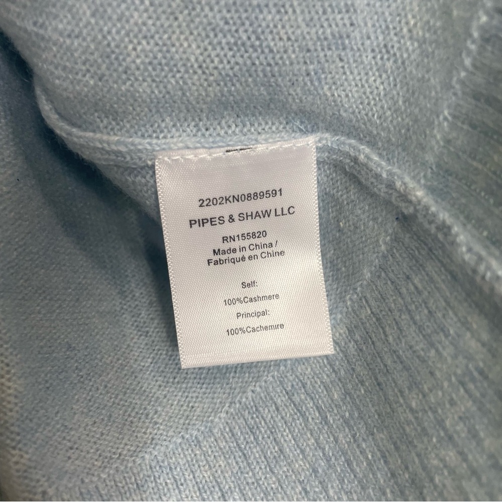 Veronica Beard Jovita Cashmere Pullover Light Blue Cream Crewneck‎ Size Medium - Picture 7 of 9